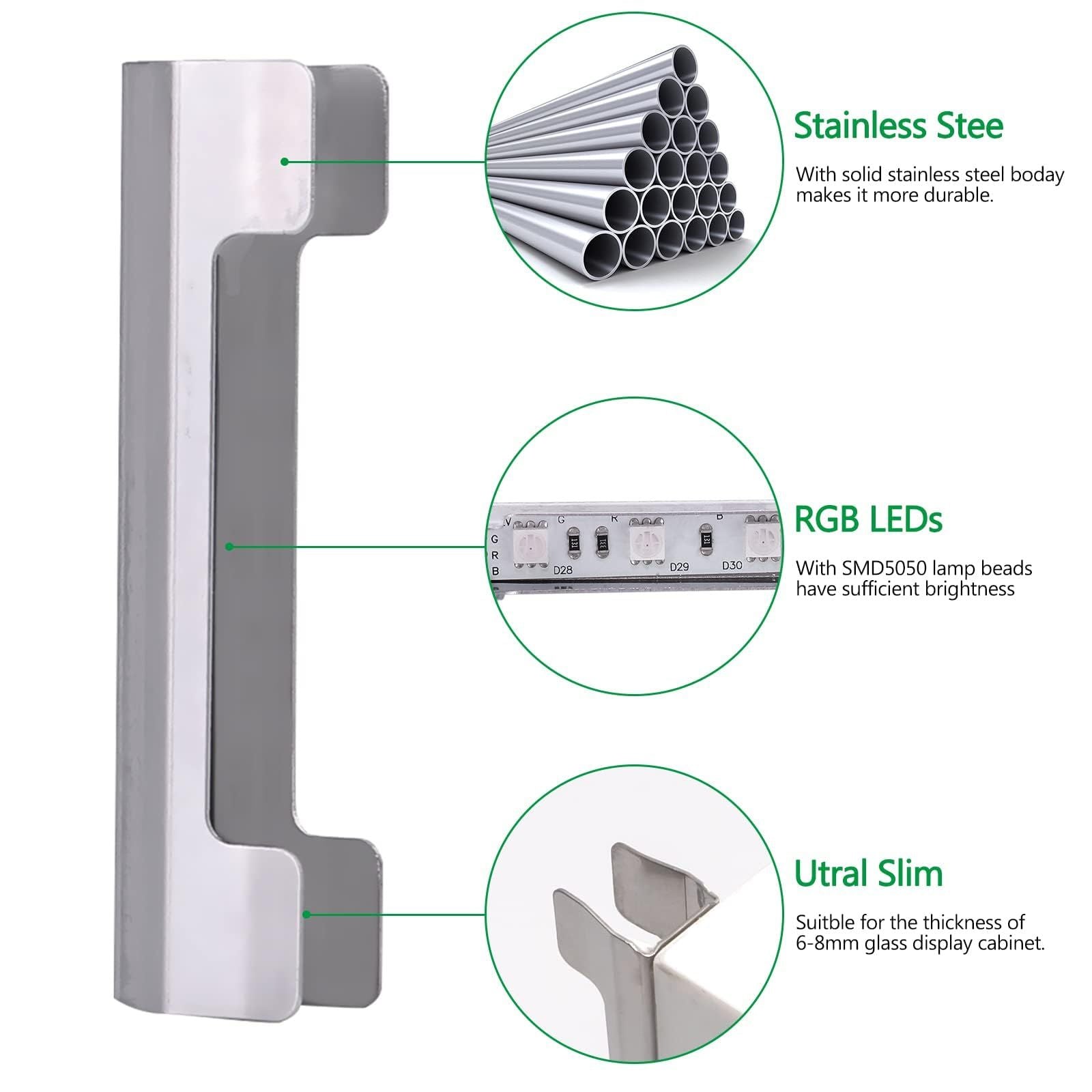 LED Under Cabinet Night Lights Kit for Glass Edge Shelf Back Side Lighting Using Flexible Cable and Clip with V1171-CC-BOM001919