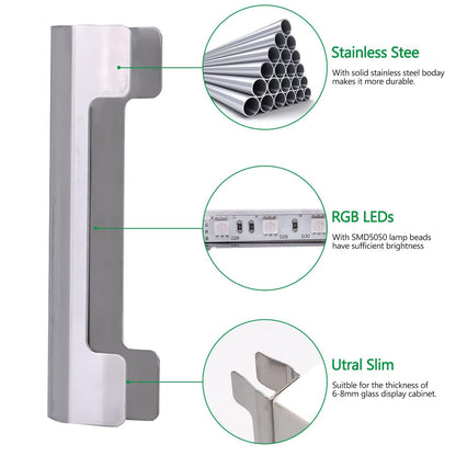 LED Under Cabinet Night Lights Kit for Glass Edge Shelf Back Side Lighting Using Flexible Cable and Clip with V1171-CC-BOM001919