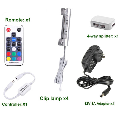 LED Under Cabinet Night Lights Kit for Glass Edge Shelf Back Side Lighting Using Flexible Cable and Clip with V1171-CC-BOM001919