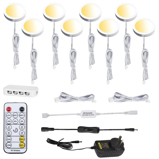 LED Under Cabinet Puck Lights CCT Light Color Temperature Adjustable Warm+White Double Color with Dimmable RF V1171-CC-BPTBAD008