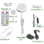 LED Under Cabinet Puck Lights CCT Light Color Temperature Adjustable Warm+White Double Color with Dimmable RF V1171-CC-BPTBAD008