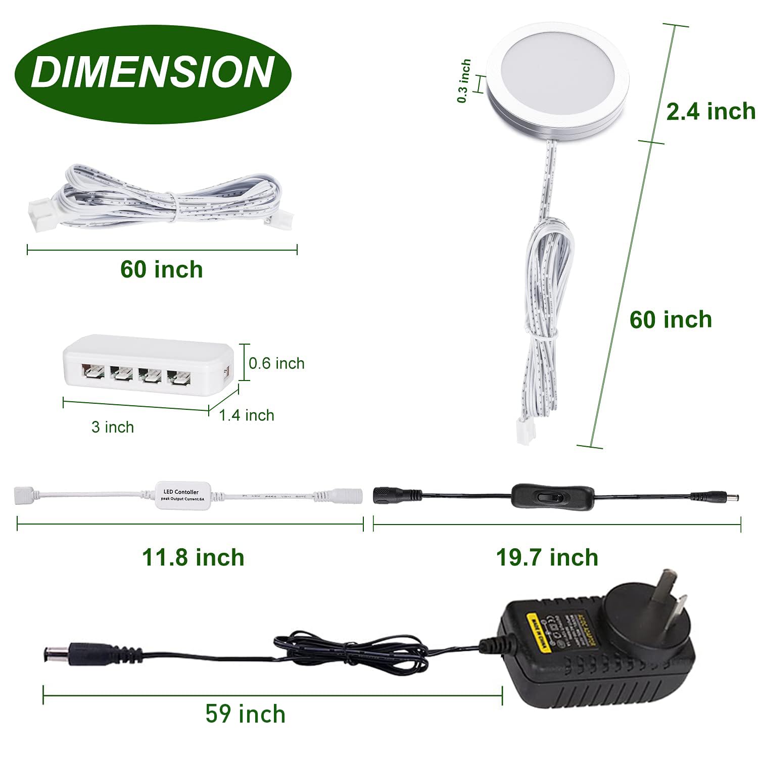 LED Under Cabinet Puck Lights CCT Light Color Temperature Adjustable Warm+White Double Color with Dimmable RF V1171-CC-BPTBAD008