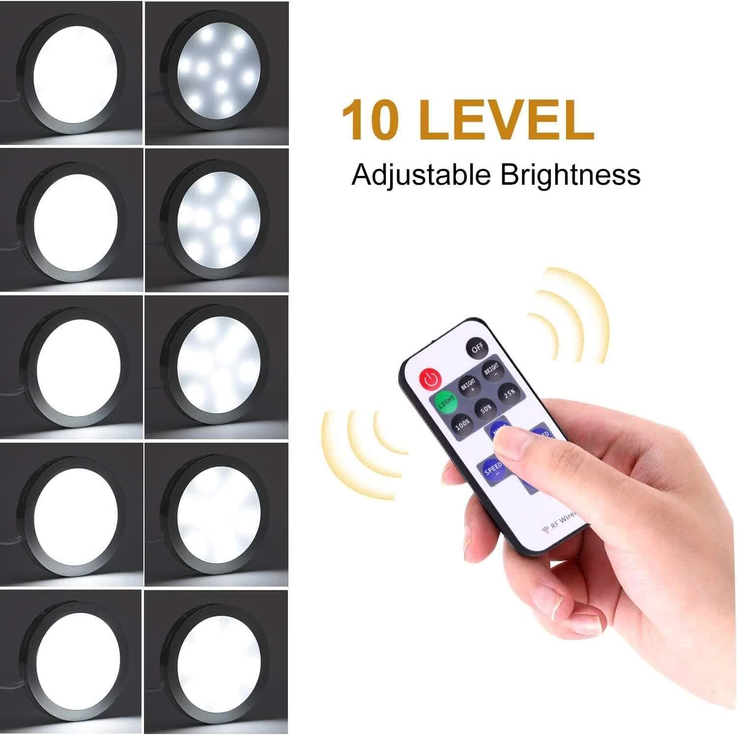 Linkable Under Cabinet LED Lighting 12V Dimmable Puck Lights with Wireless RF Remote Control, Hardwired & V1171-CC-BPVBFE012