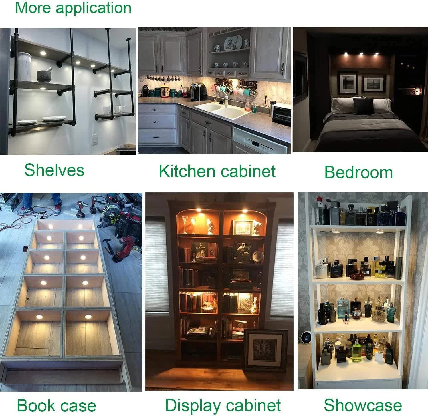 Linkable Under Cabinet LED Lighting 12V Dimmable Puck Lights with Wireless RF Remote Control, Hardwired & V1171-CC-BPVBFE012