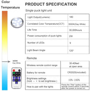 Linkable Under Cabinet LED Lighting 12V Slim Aluminum Dimmable Puck Lights Direct Wired with RF Remote V1171-CC-BPZBFA008-EU