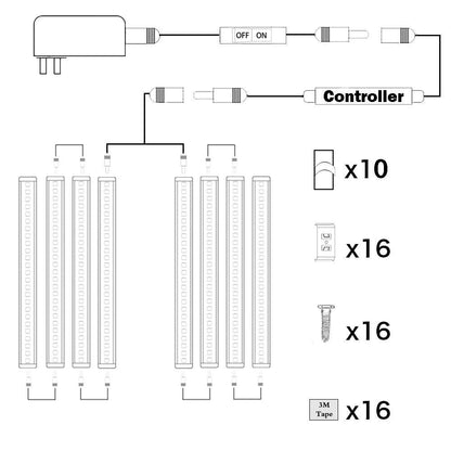 Dimmable LED Under Cabinet Lighting Bar, 12V Under Counter LED Light Strip Linkable Kit with Rocker Switch V1171-CC-BQHBCC008-AU