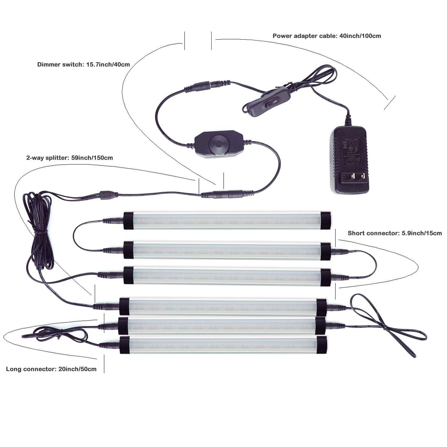 Dimmable LED Under Cabinet Lighting Bar, 12V Under Counter LED Light Strip Linkable Kit with Rocker Switch V1171-CC-BQHBCC008-AU