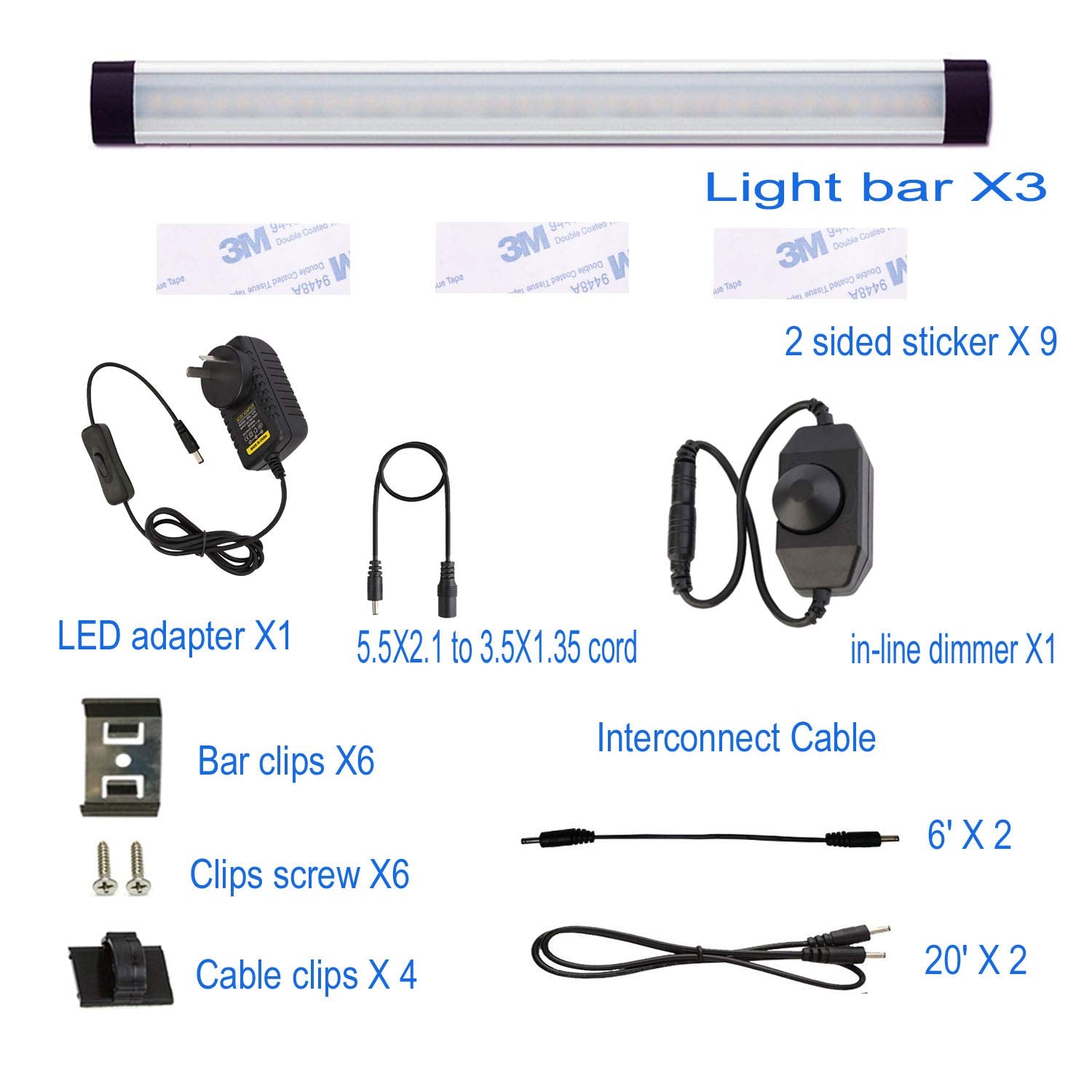 Dimmable Led Under Cabinet Lighting Bar Linkable Kits with Rocker Switch Under Counter Kitchen,Showcase,Shelf V1171-CC-BQHBCWD003