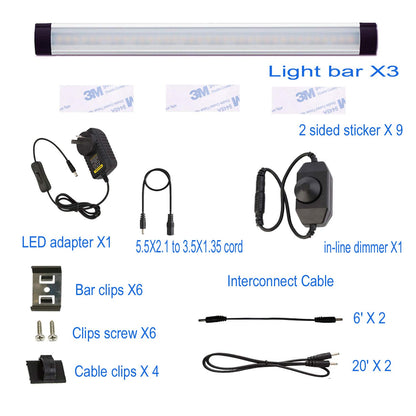 Dimmable Led Under Cabinet Lighting Bar Linkable Kits with Rocker Switch Under Counter Kitchen,Showcase,Shelf V1171-CC-BQHBCWD003