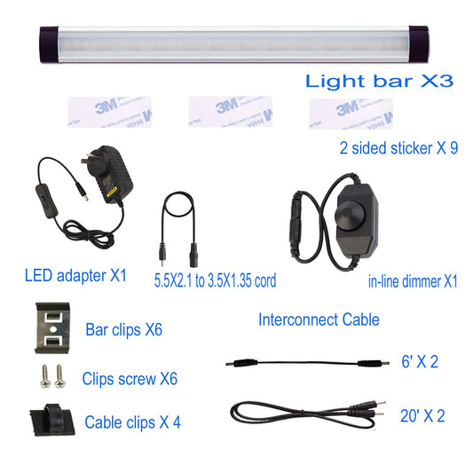 Dimmable Led Under Cabinet Lighting Bar Linkable Kits with Rocker Switch Under Counter Kitchen,Showcase,Shelf V1171-CC-BQHBCWD003