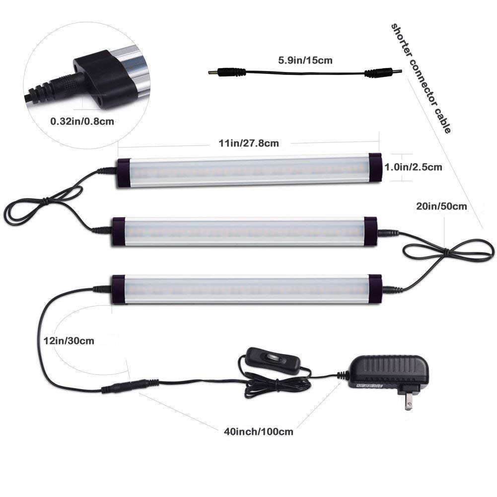 Dimmable Led Under Cabinet Lighting Bar Linkable Kits with Rocker Switch Under Counter Kitchen,Showcase,Shelf V1171-CC-BQHBCWD003