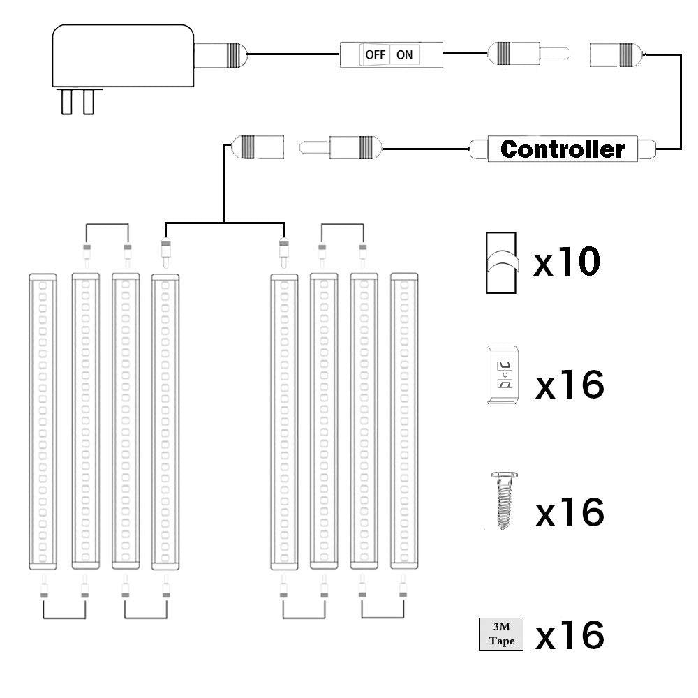 Dimmable Led Under Cabinet Lighting Bar Linkable Kits with Rocker Switch Under Counter Kitchen,Showcase,Shelf V1171-CC-BQHBFA008-AU