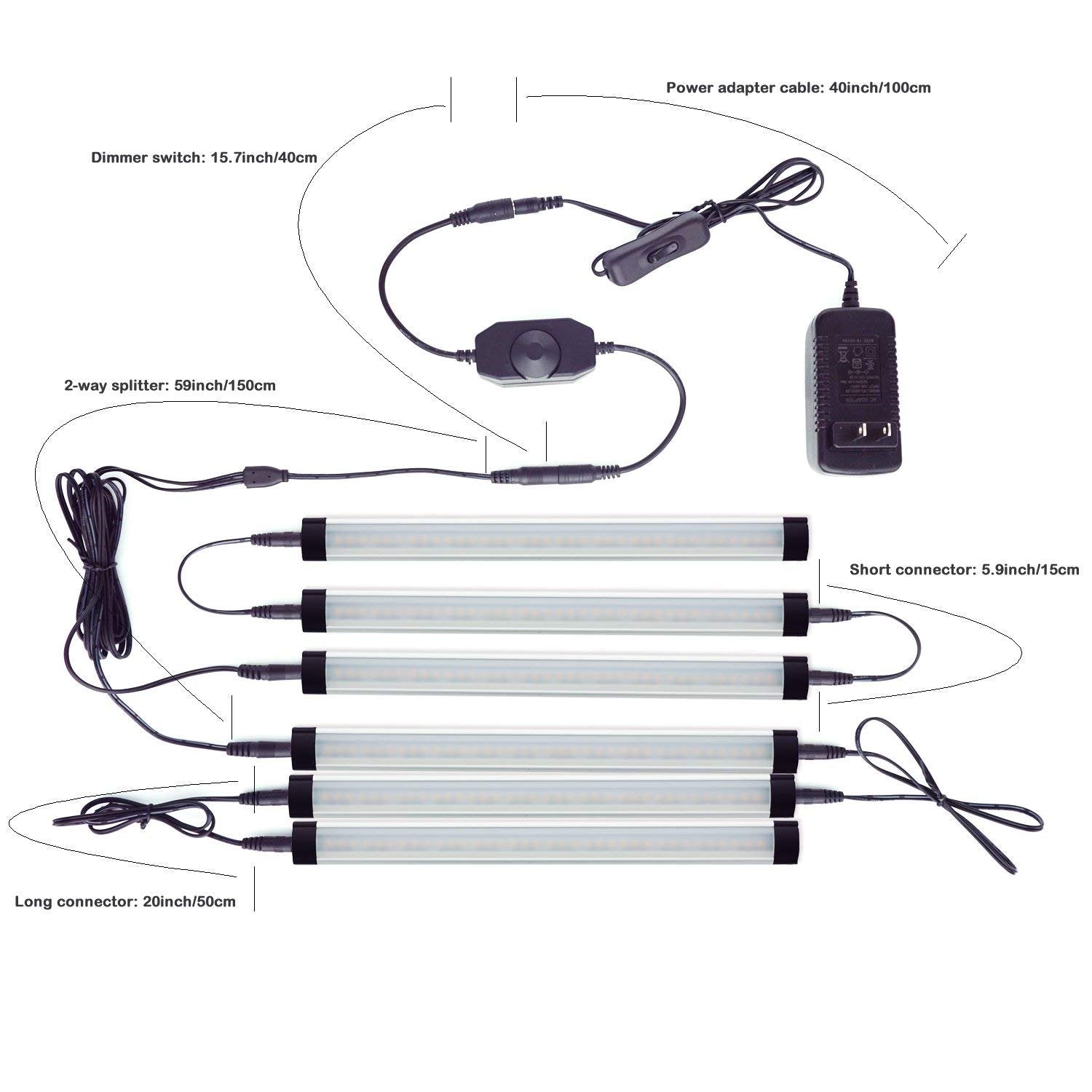 Dimmable Led Under Cabinet Lighting Bar Linkable Kits with Rocker Switch Under Counter Kitchen,Showcase,Shelf V1171-CC-BQHBFA008-AU