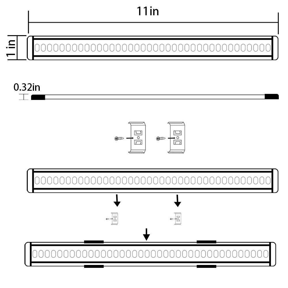 Dimmable Led Under Cabinet Lighting Bar Linkable Kits with Rocker Switch Under Counter Kitchen,Showcase,Shelf V1171-CC-BQHBFC006-AU