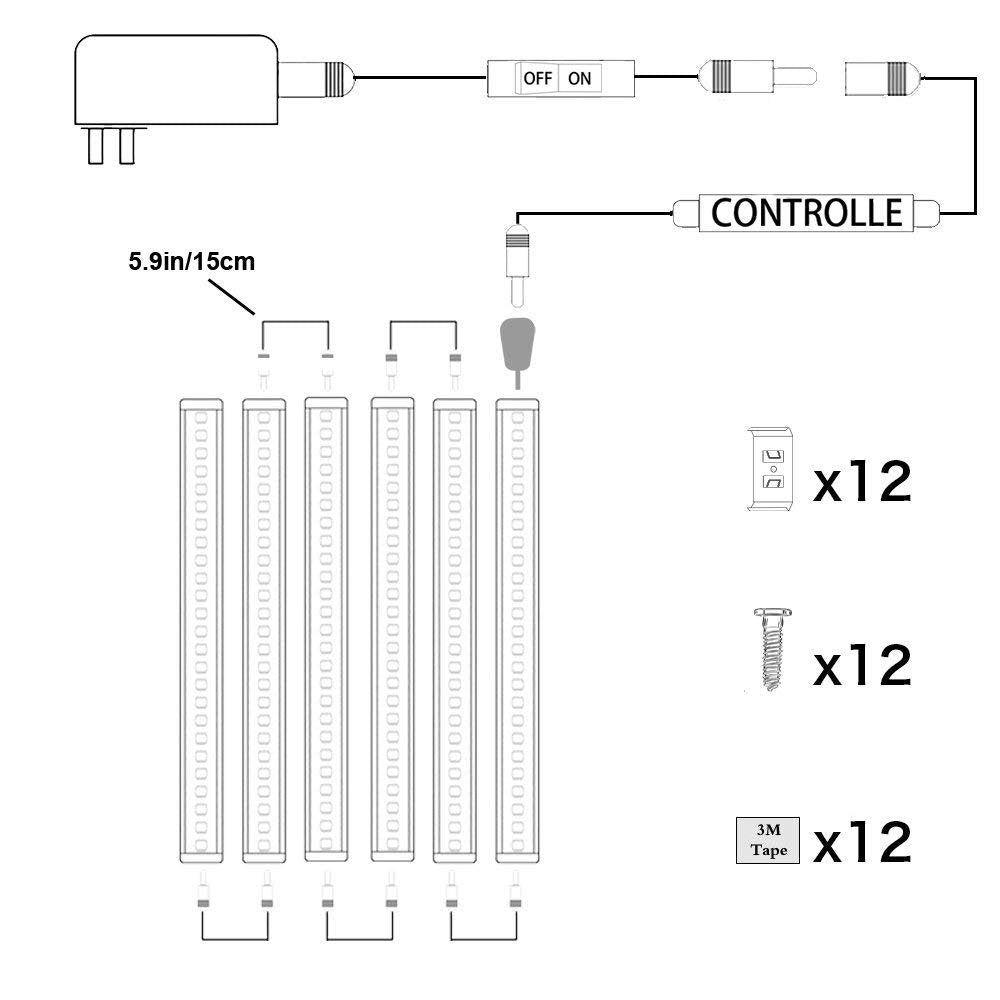 Dimmable Led Under Cabinet Lighting Bar Linkable Kits with Rocker Switch Under Counter Kitchen,Showcase,Shelf V1171-CC-BQHBFC006-AU