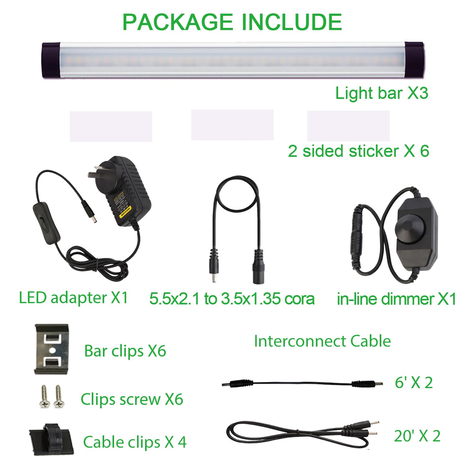 Dimmable Led Under Cabinet Lighting Bar Linkable Kits with Rocker Switch Under Counter Kitchen,Showcase,Shelf V1171-CC-BQHBWD003