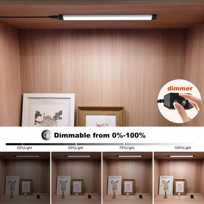 Dimmable Led Under Cabinet Lighting Bar Linkable Kits with Rocker Switch Under Counter Kitchen,Showcase,Shelf V1171-CC-BQHBWD003