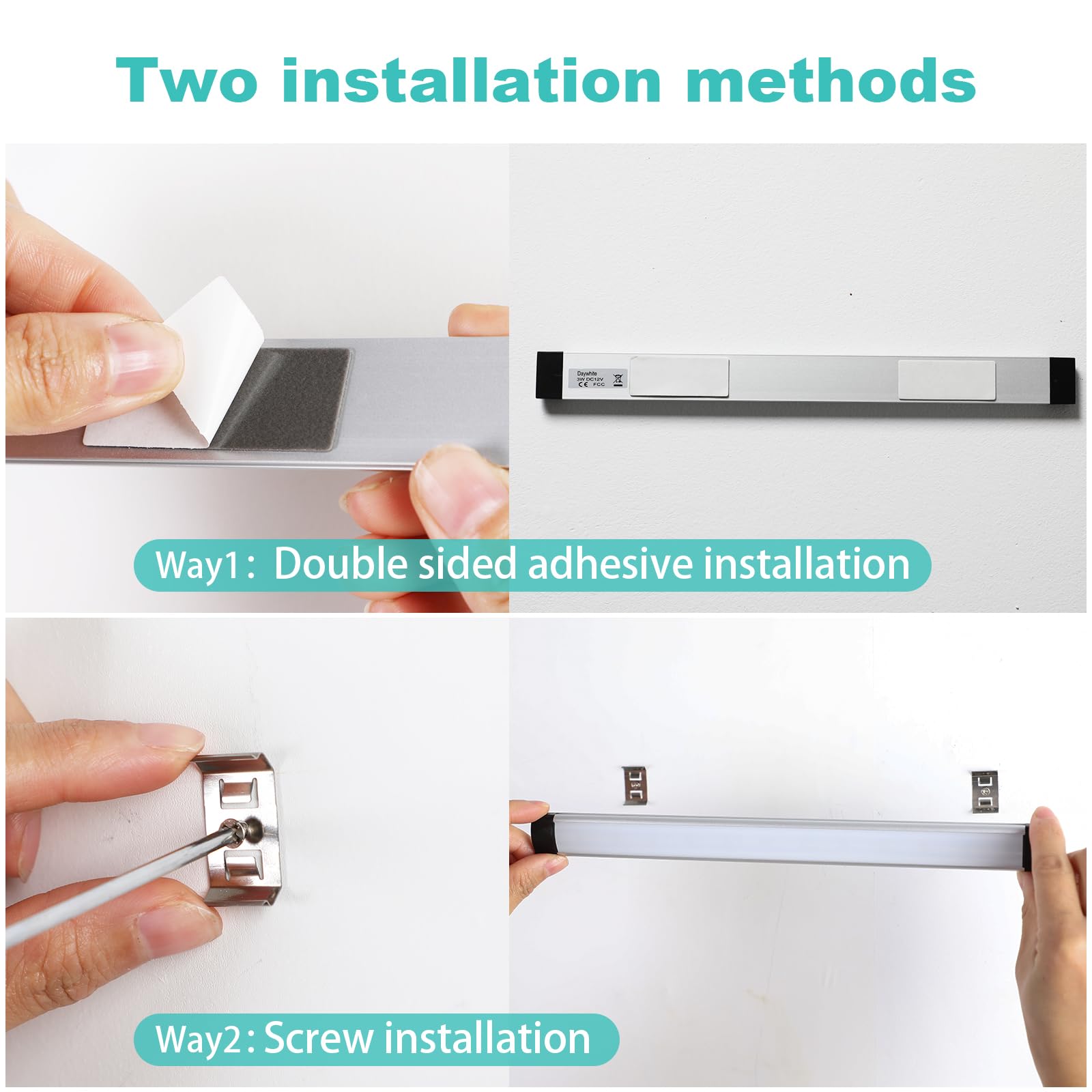 Dimmable Led Under Cabinet Lighting Bar Linkable Kits with Rocker Switch Under Counter Kitchen,Showcase,Shelf V1171-CC-BQHBWD003