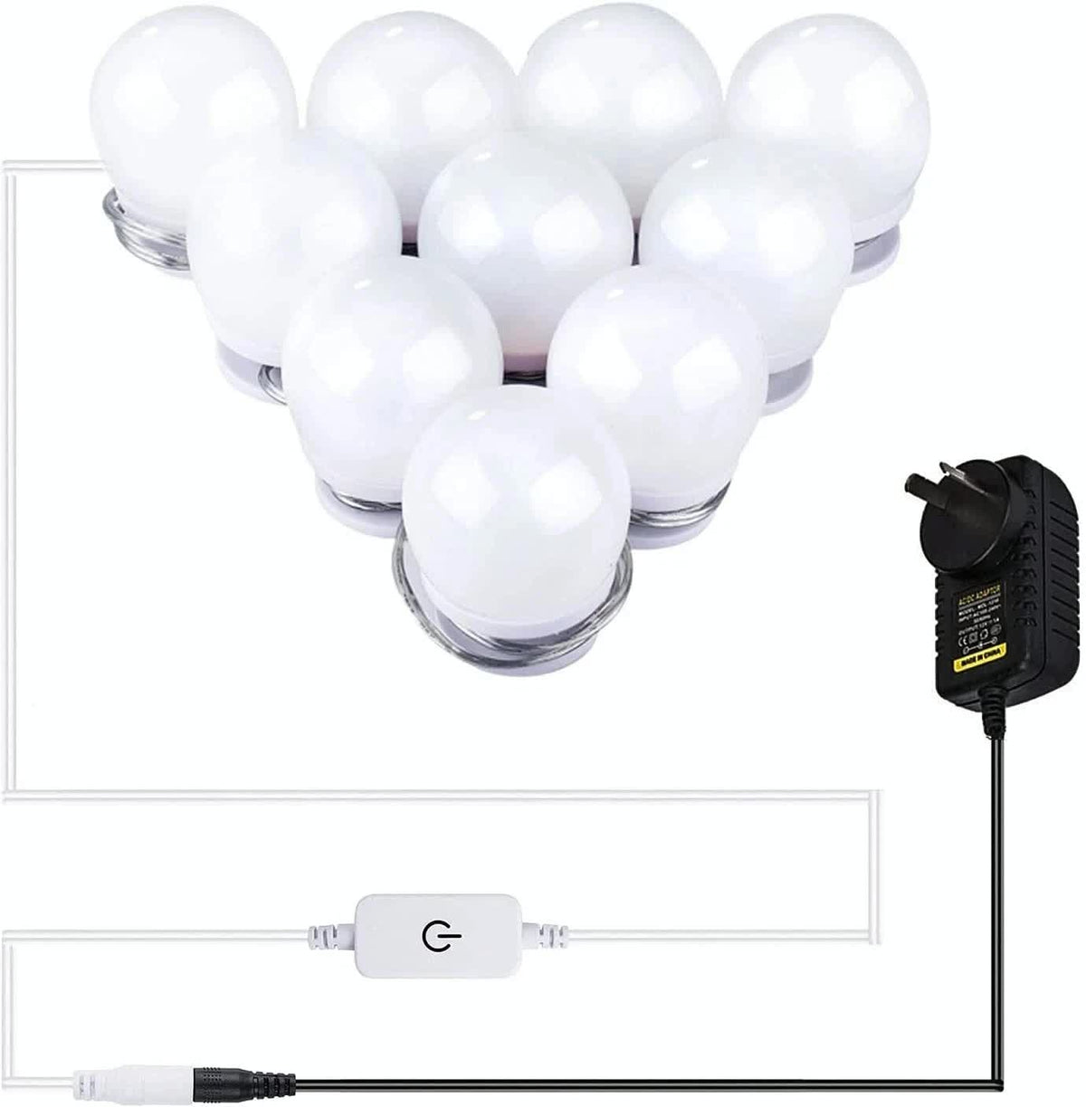 Hollywood LED Vanity Mirror Lights Kit,Stick on Dimmable Makeup Lights, 12V Mirror Lighting Strip Fixture for V1171-CC-BQKBND010