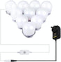 Hollywood LED Vanity Mirror Lights Kit,Stick on Dimmable Makeup Lights, 12V Mirror Lighting Strip Fixture for V1171-CC-BQKBND010