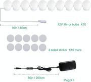 Hollywood LED Vanity Mirror Lights Kit,Stick on Dimmable Makeup Lights, 12V Mirror Lighting Strip Fixture for V1171-CC-BQKBND010