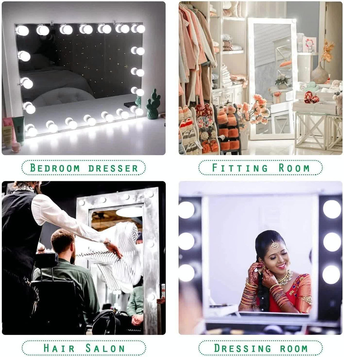 Hollywood LED Vanity Mirror Lights Kit,Stick on Dimmable Makeup Lights, 12V Mirror Lighting Strip Fixture for V1171-CC-BQKBND010