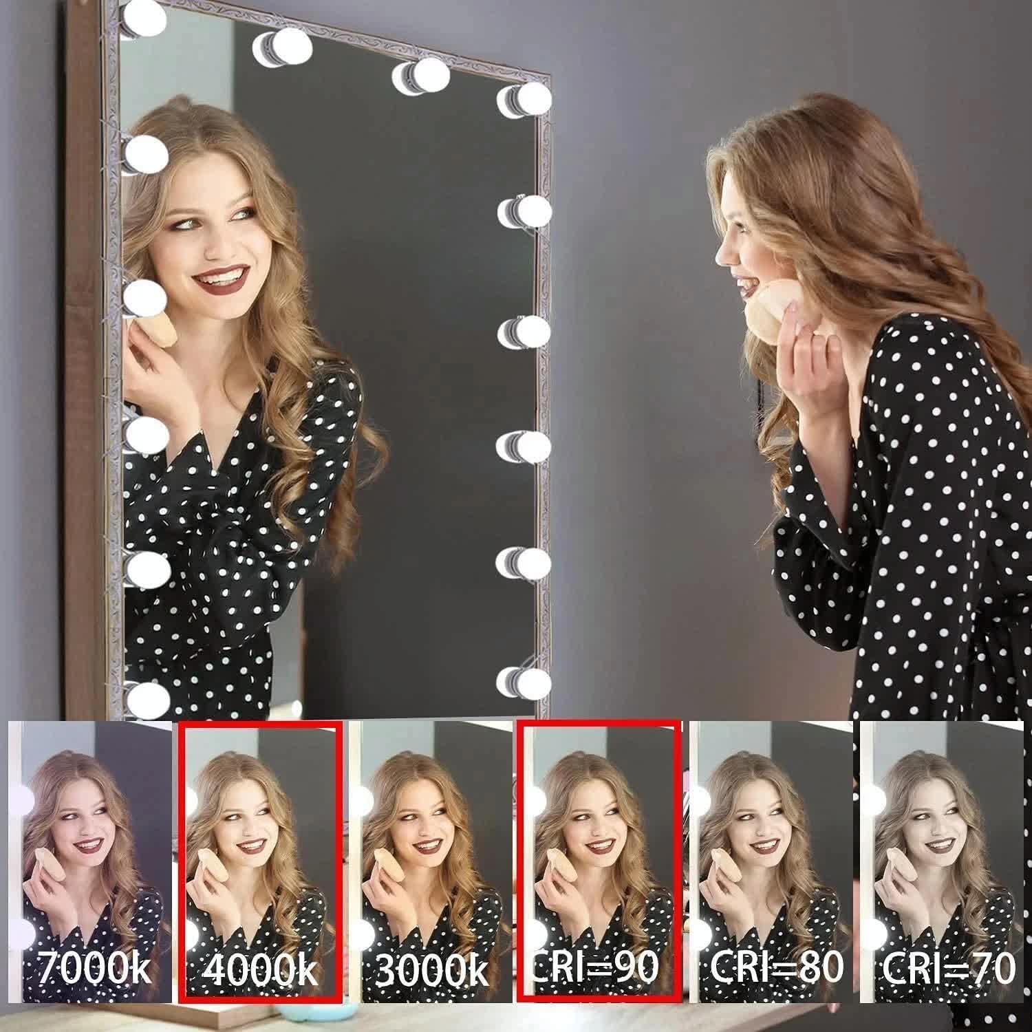 Hollywood LED Vanity Mirror Lights Kit,Stick on Dimmable Makeup Lights, 12V Mirror Lighting Strip Fixture for V1171-CC-BQKBND010