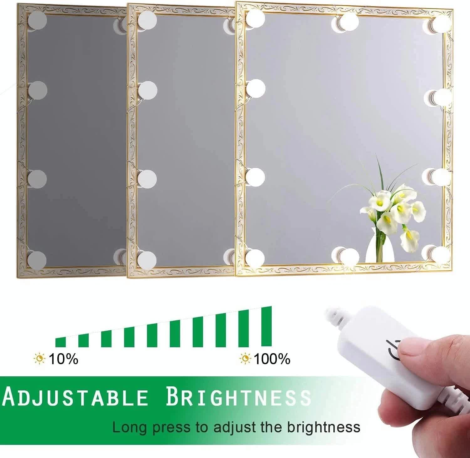 Hollywood LED Vanity Mirror Lights Kit,Stick on Dimmable Makeup Lights, 12V Mirror Lighting Strip Fixture for V1171-CC-BQKBND010