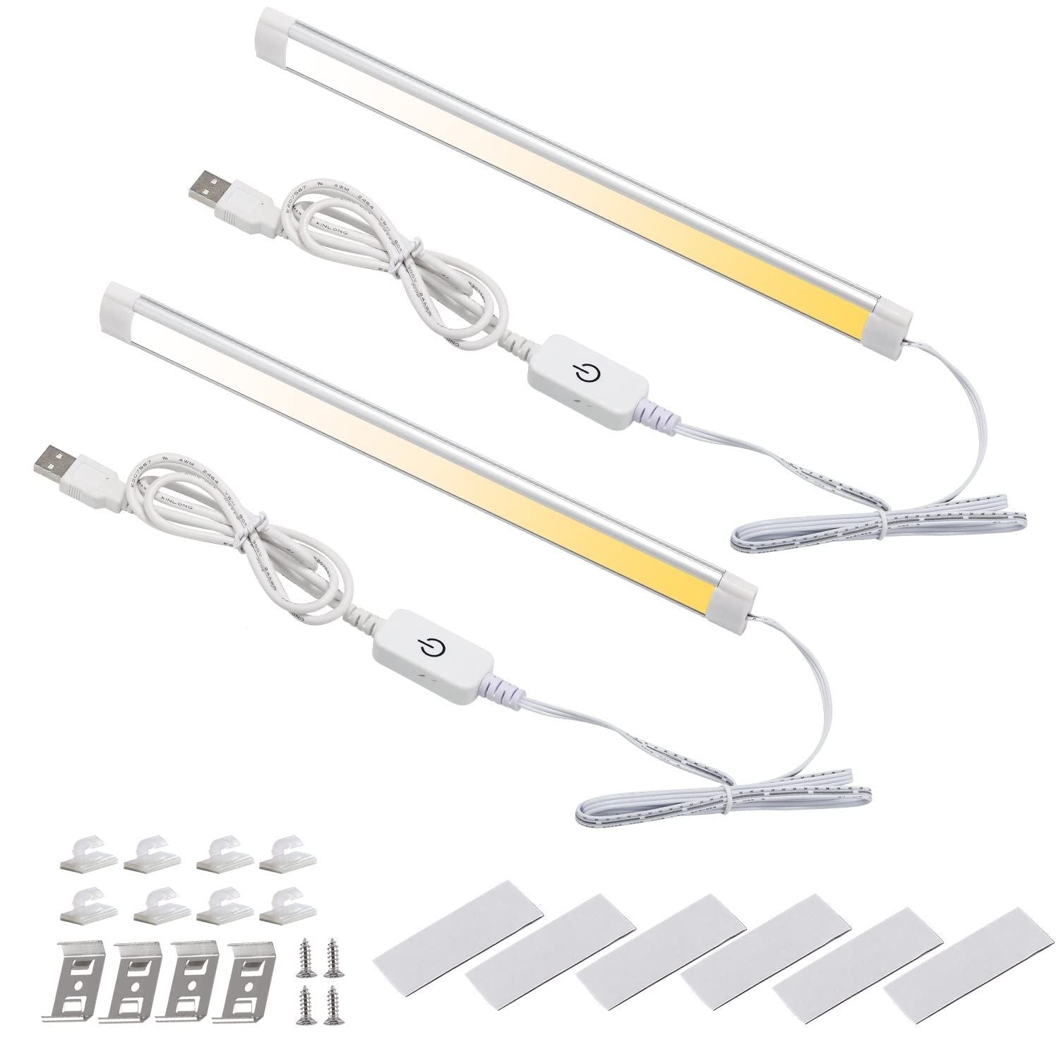 Dimmable LED Under Cabinet Lighting,5V USB Powered Closet Light Bar with Touch Sensor,Plug Under Counter V1171-CC-CCTBAR11