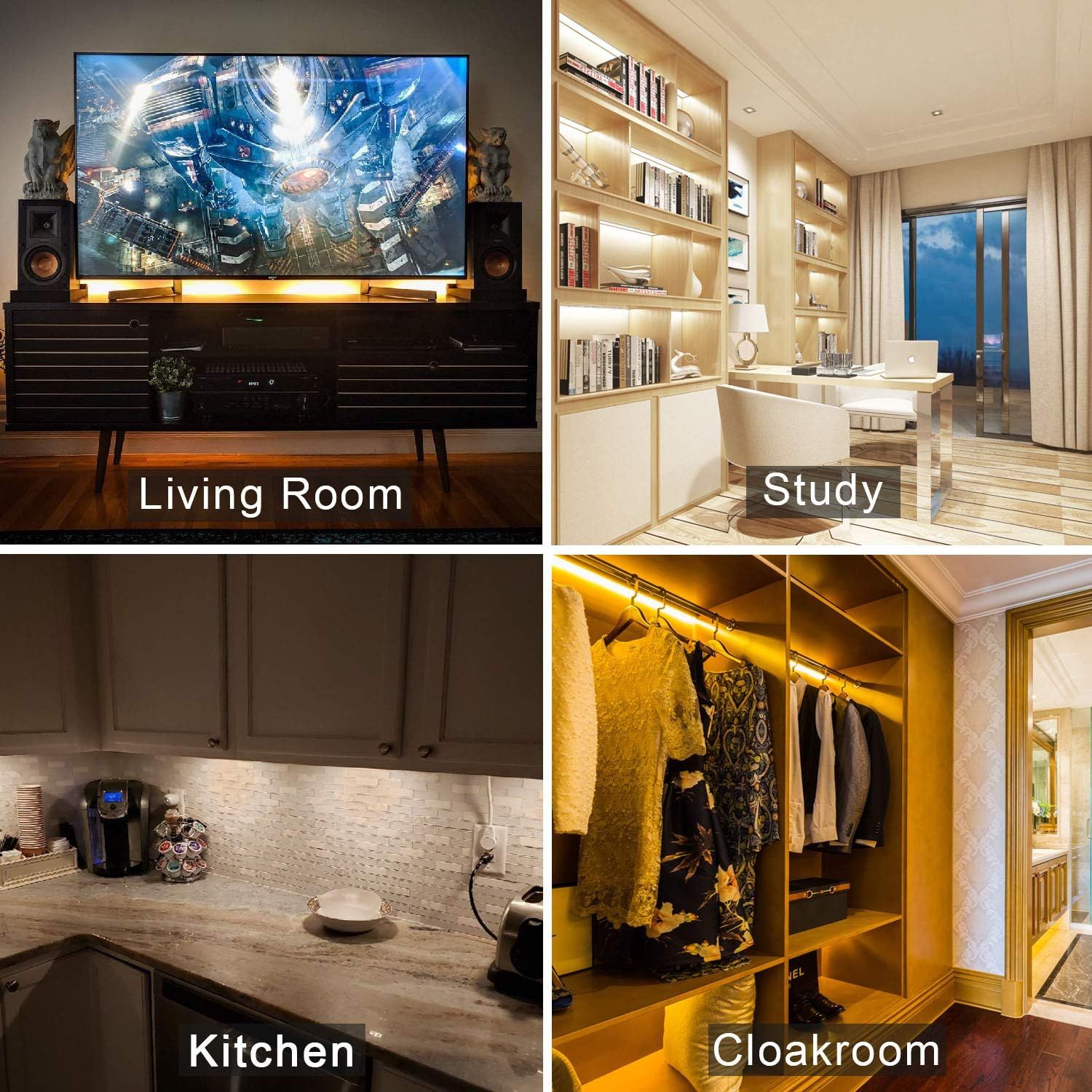 Dimmable LED Under Cabinet Lighting,5V USB Powered Closet Light Bar with Touch Sensor,Plug Under Counter V1171-CC-CCTBAR11