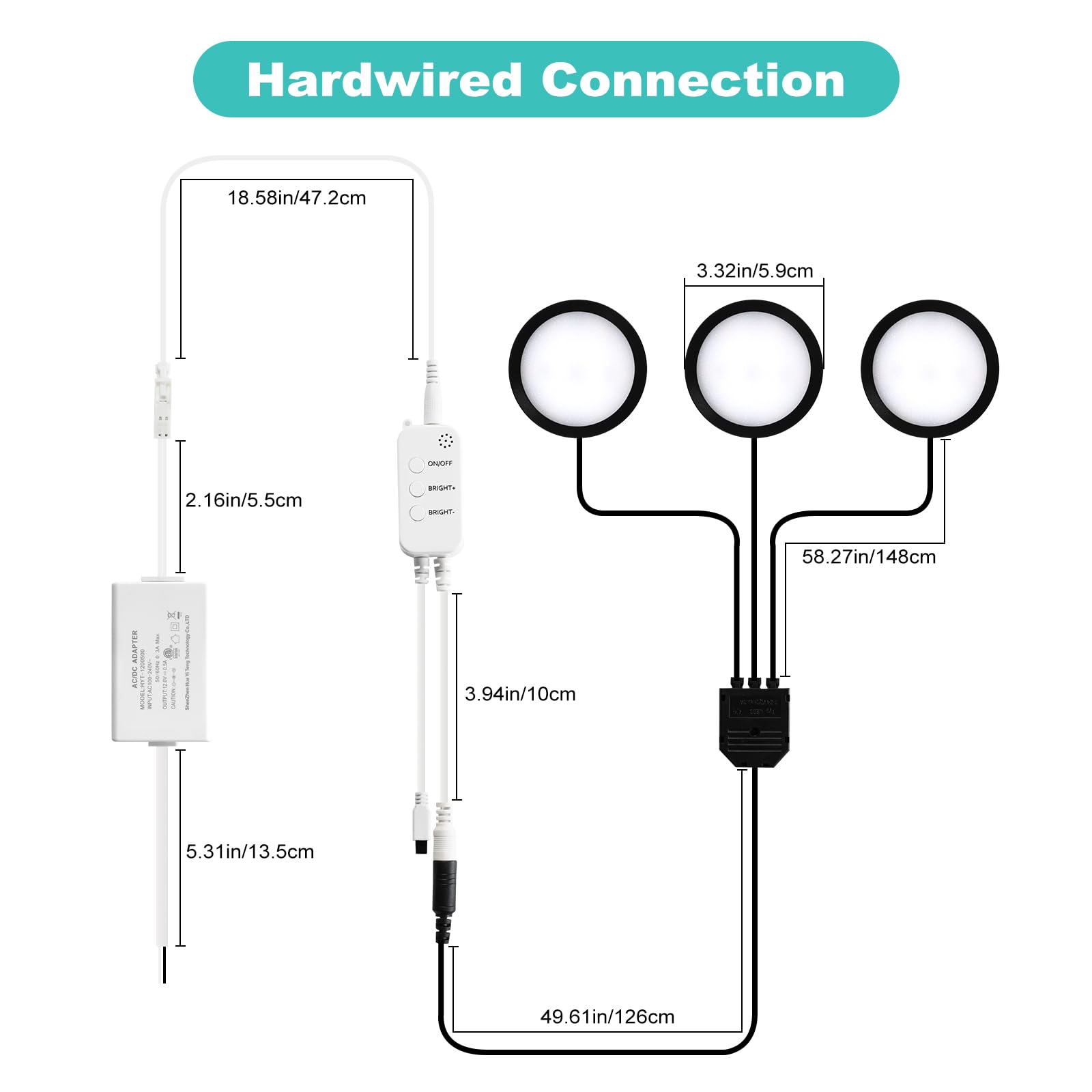 3 Pack Smart Under Cabinet Lights Hardwired,Dimmable LED Light for Kitchen Under Cabinet with Alexa Google V1171-CC-HW3CW-B-WIFI
