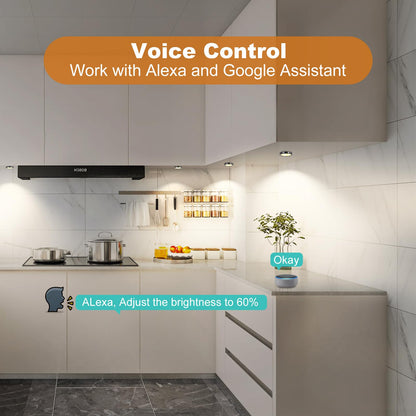 3 Pack Smart Under Cabinet Lights Hardwired,Dimmable LED Light for Kitchen Under Cabinet with Alexa Google V1171-CC-HW3CW-B-WIFI