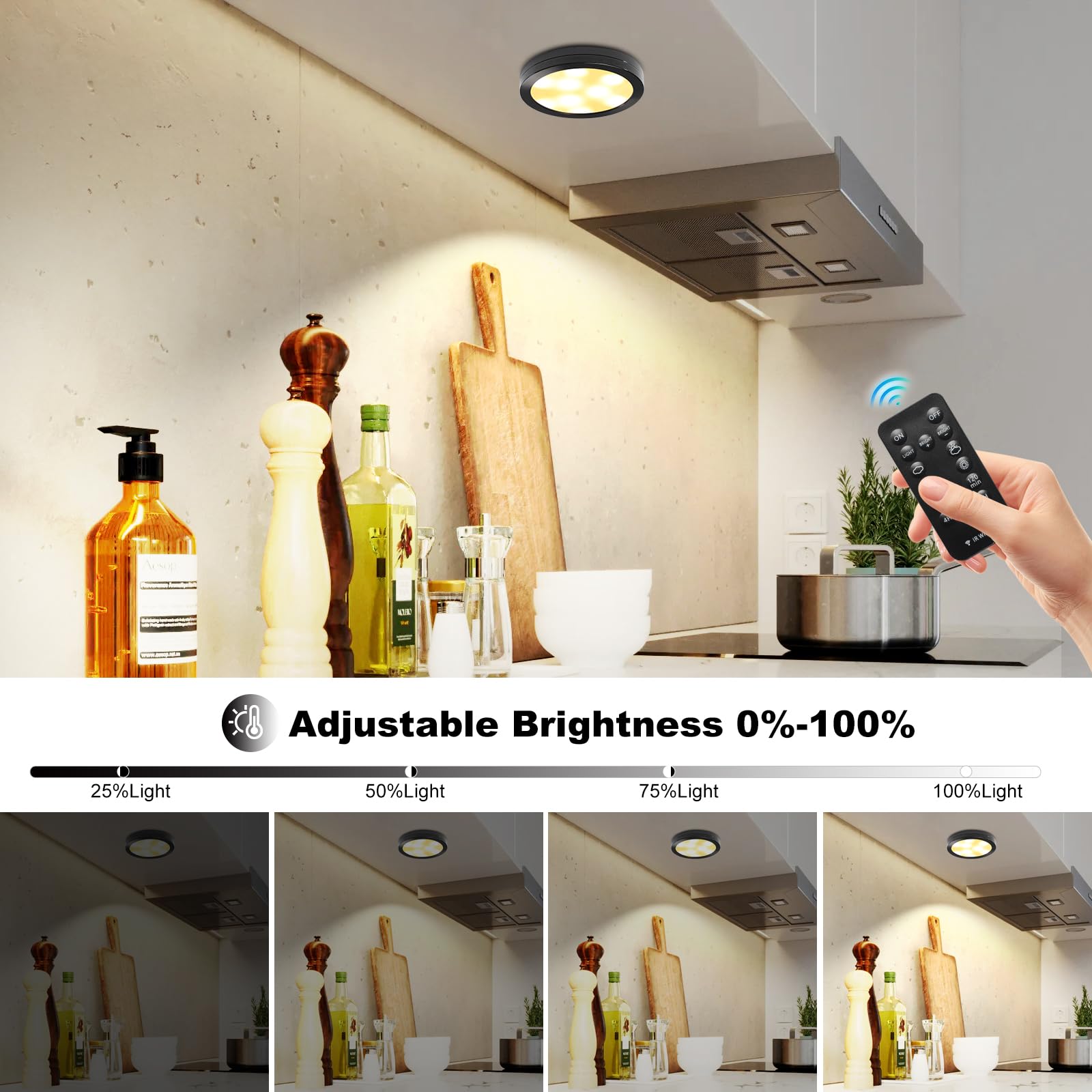 3 Pack Smart Under Cabinet Lights Hardwired,Dimmable LED Light for Kitchen Under Cabinet with Alexa Google V1171-CC-HW3WW-B-WIFI