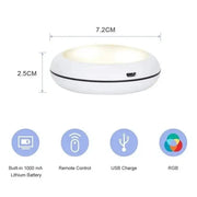 USB Rechangeable RGBW LED Cabinet Light Puck Lights 16Colors Timmer Remote Control 6 Pack V1171-CC-RGBW-6-CHARGE