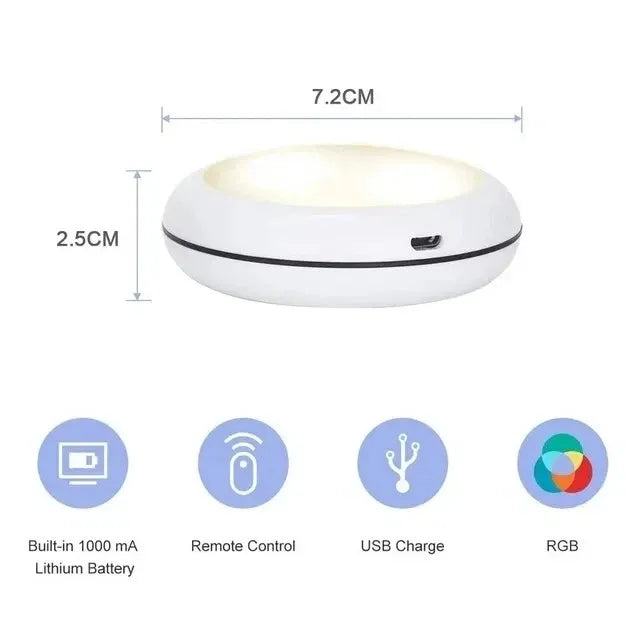 USB Rechangeable RGBW LED Cabinet Light Puck Lights 16Colors Timmer Remote Control 6 Pack V1171-CC-RGBW-6-CHARGE