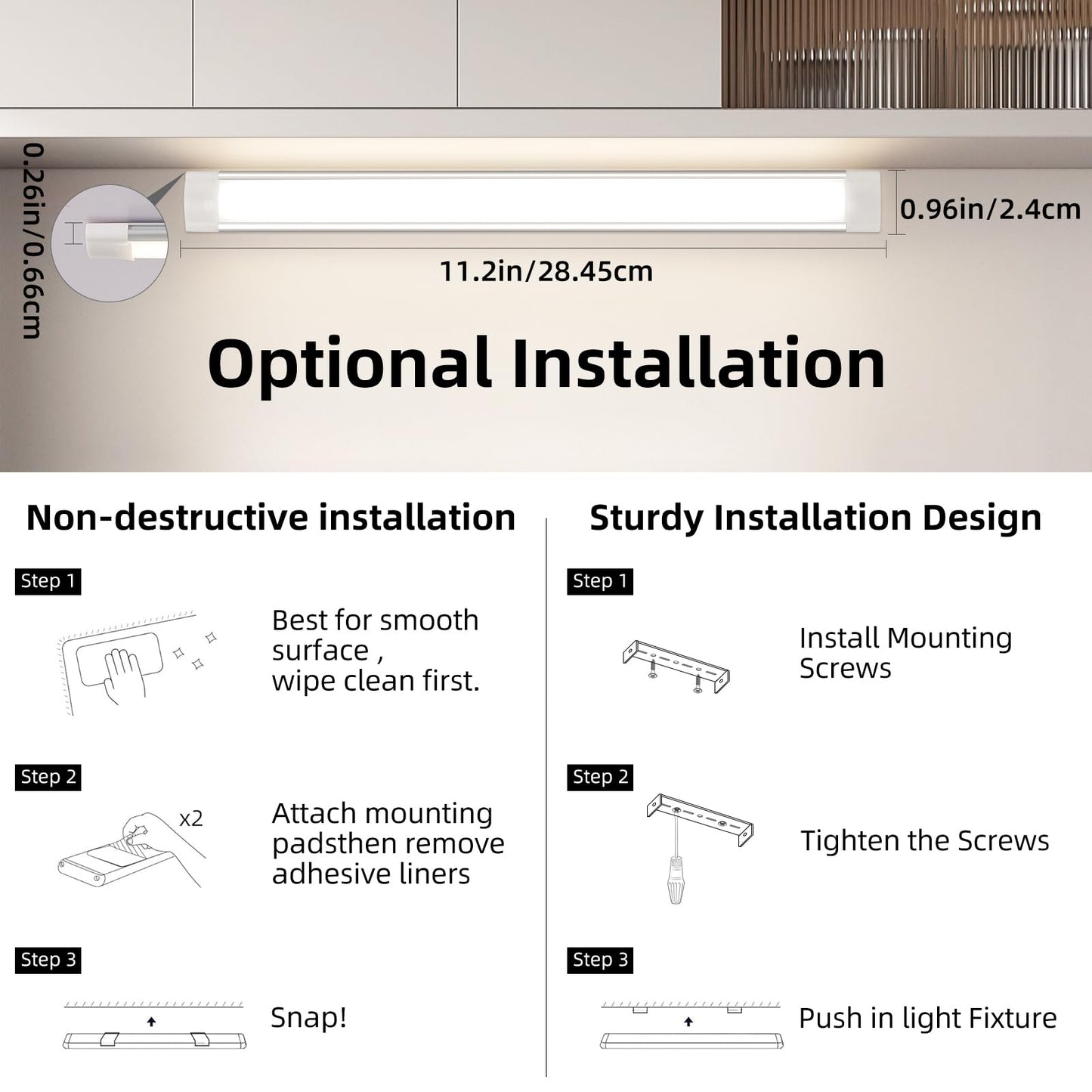 LED Under Cabinet Kitchen Lights for Motion Sensor Light,Dimmable 4000K Under Cupboard Light,Under Counter V1171-CC-SENSORBAR11-1