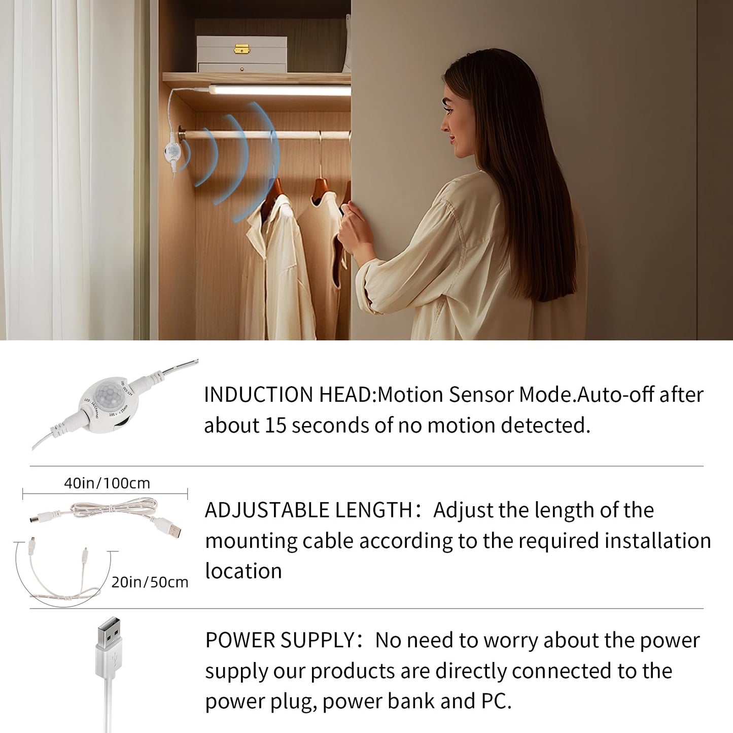 LED Under Cabinet Kitchen Lights for Motion Sensor Light,Dimmable 4000K Under Cupboard Light,Under Counter V1171-CC-SENSORBAR11-1