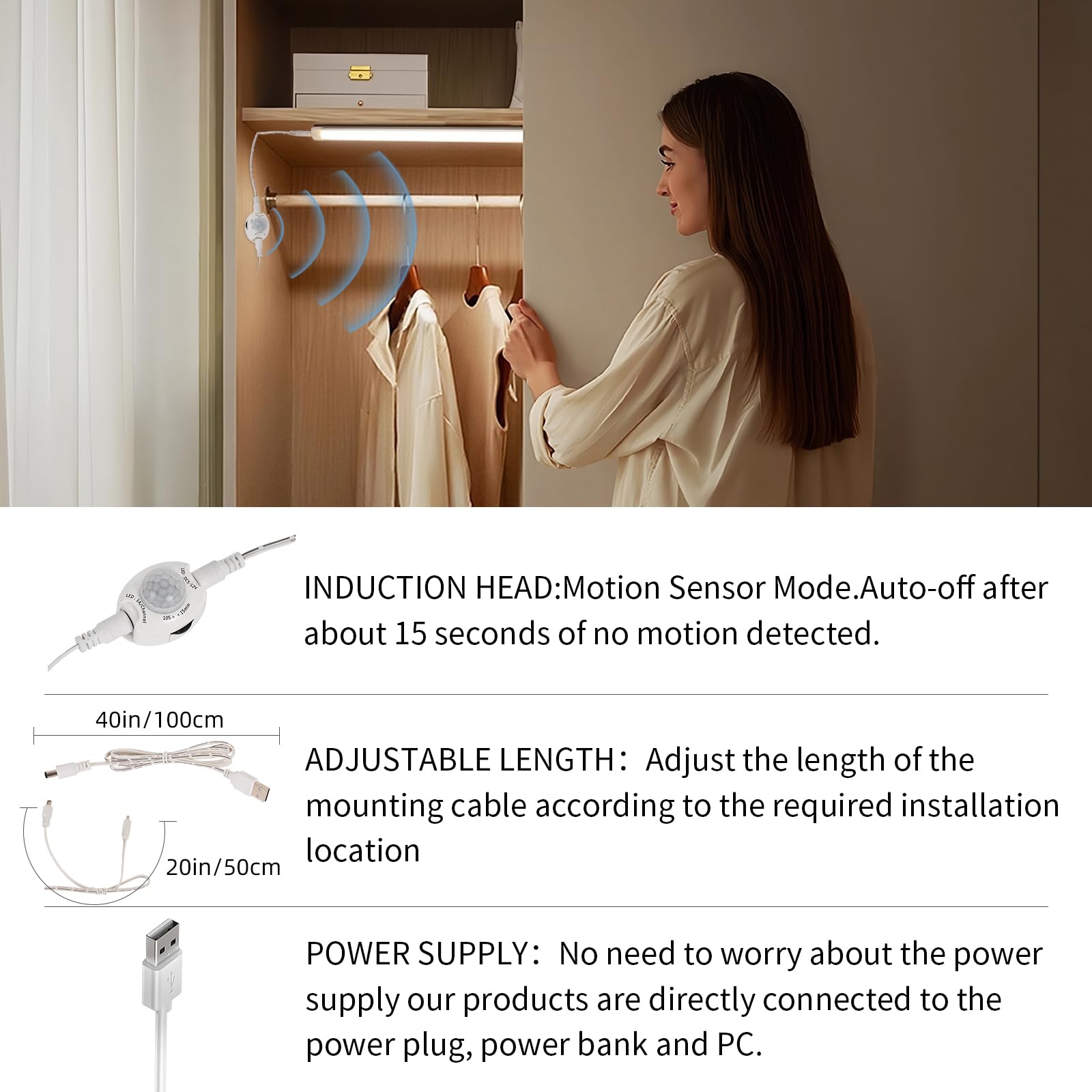 LED Under Cabinet Kitchen Lights for Motion Sensor Light,Dimmable 4000K Under Cupboard Light,Under Counter V1171-CC-SENSORBAR11-1