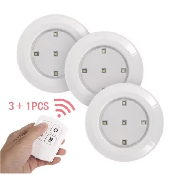 3 LED Light Set with Remote - Warm White for Cabinets & Displays V1171-CC-TRAN-SMDWW1-3
