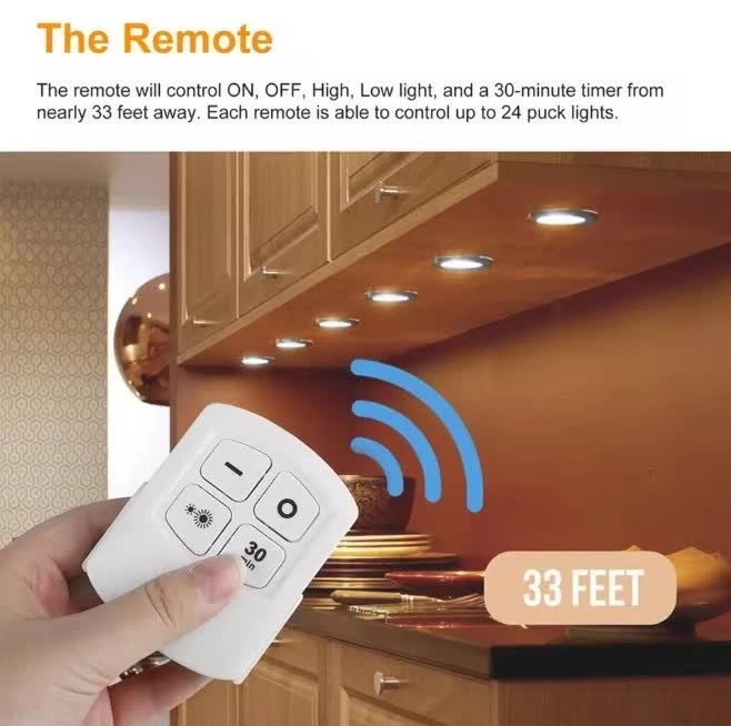 3 LED Light Set with Remote - Warm White for Cabinets & Displays V1171-CC-TRAN-SMDWW1-3