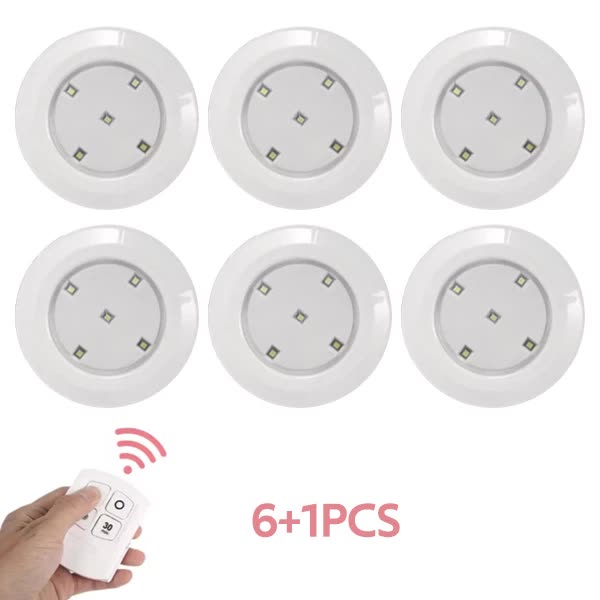 6 LED Light Set with Remote - Warm White for Cabinets & Displays V1171-CC-TRAN-SMDWW1-6