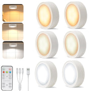 Pack of 6 Under-Unit Lights Kitchen LED Cabinet Lighting Wireless with Remote Control Cabinet Lighting V1171-CC-USB-CCT6-1-WHITE