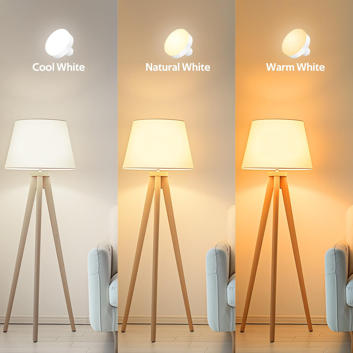 Battery Operated Light Bulbs, 5000mAh Rechargeable Light Bulb Set of 2 with Remote, 3 Colors 10 Levels V1171-CC-USB-RGB-CCT-CP-2