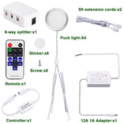Linkable Under Cabinet LED Lighting 12V Dimmable Puck Lights Hardwired with Wireless RF Remote Control for V1171-CC-WW004-EU