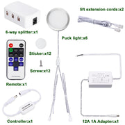 Linkable Under Cabinet LED Lighting 12V Dimmable Puck Lights Hardwired with Wireless RF Remote Control for V1171-CC-WW006-EU
