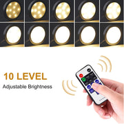 Linkable Under Cabinet LED Lighting 12V Dimmable Puck Lights Hardwired with Wireless RF Remote Control for V1171-CC-WW006-EU