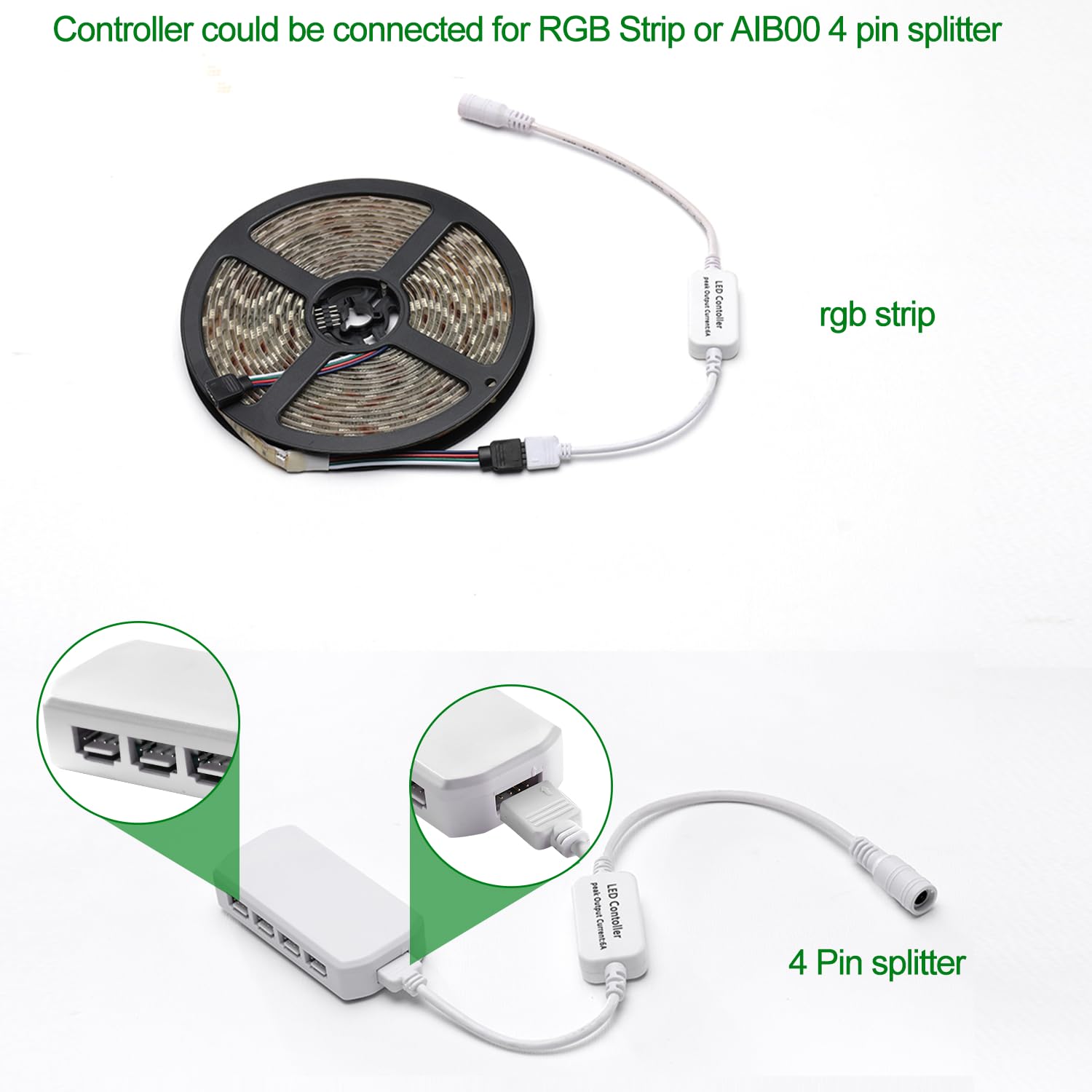 Mini Remote Controller for RGB Color LED Strip Lights, RF Dimmer for 12V DC LED Ribbon, LED Neon Sign, V1171-CP-300000160