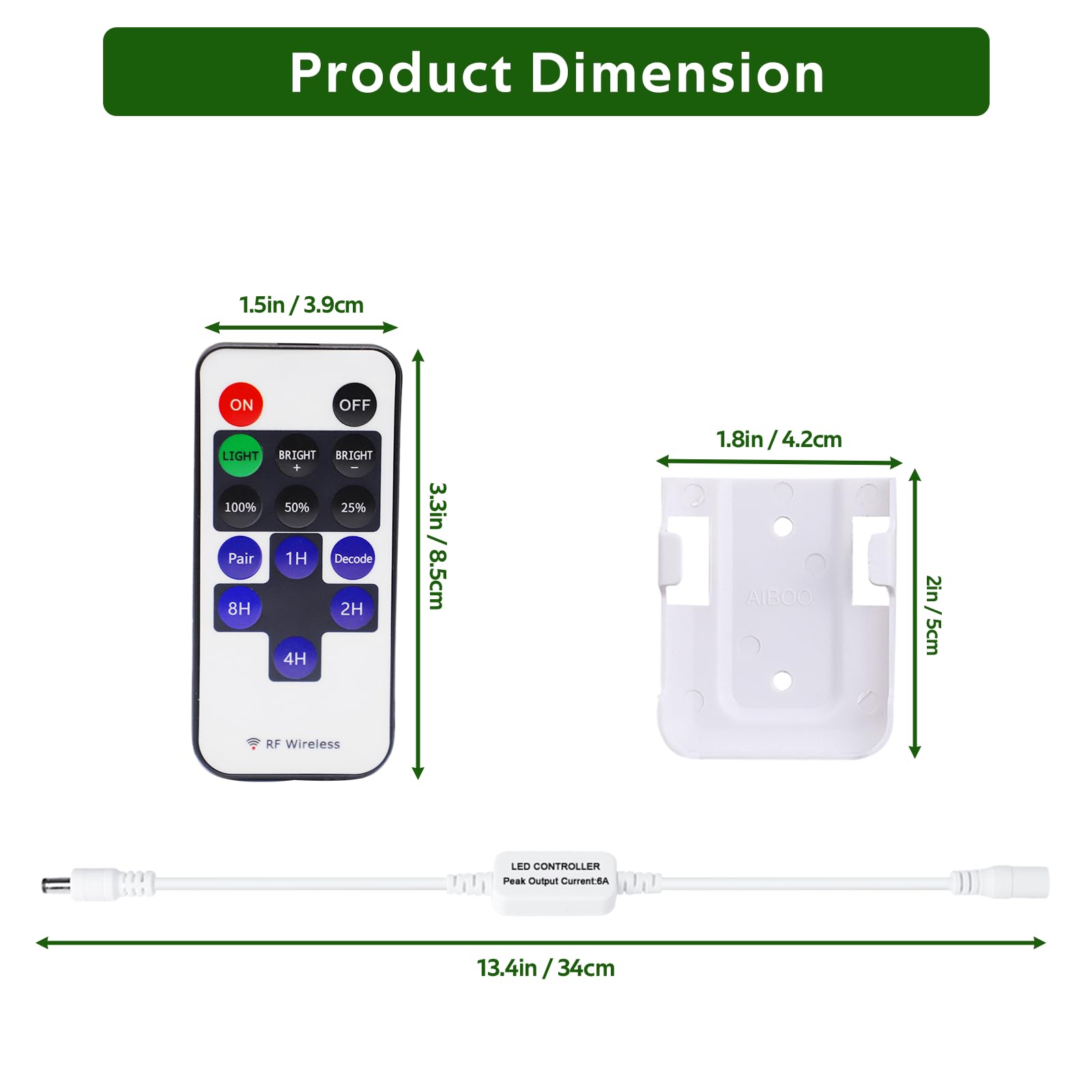 Updated Mini Remote Control for Single Color LED Strip Lights, RF Dimmer for 12V DC LED Ribbon, LED Neon V1171-CP-300000197