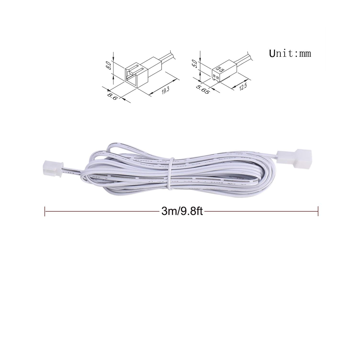 Extension Cables 9.84FT LED Under Cabinet Puck Lighting, 2-Pin Male and Female Cable Connector Extension V1171-CP-300000203-X6