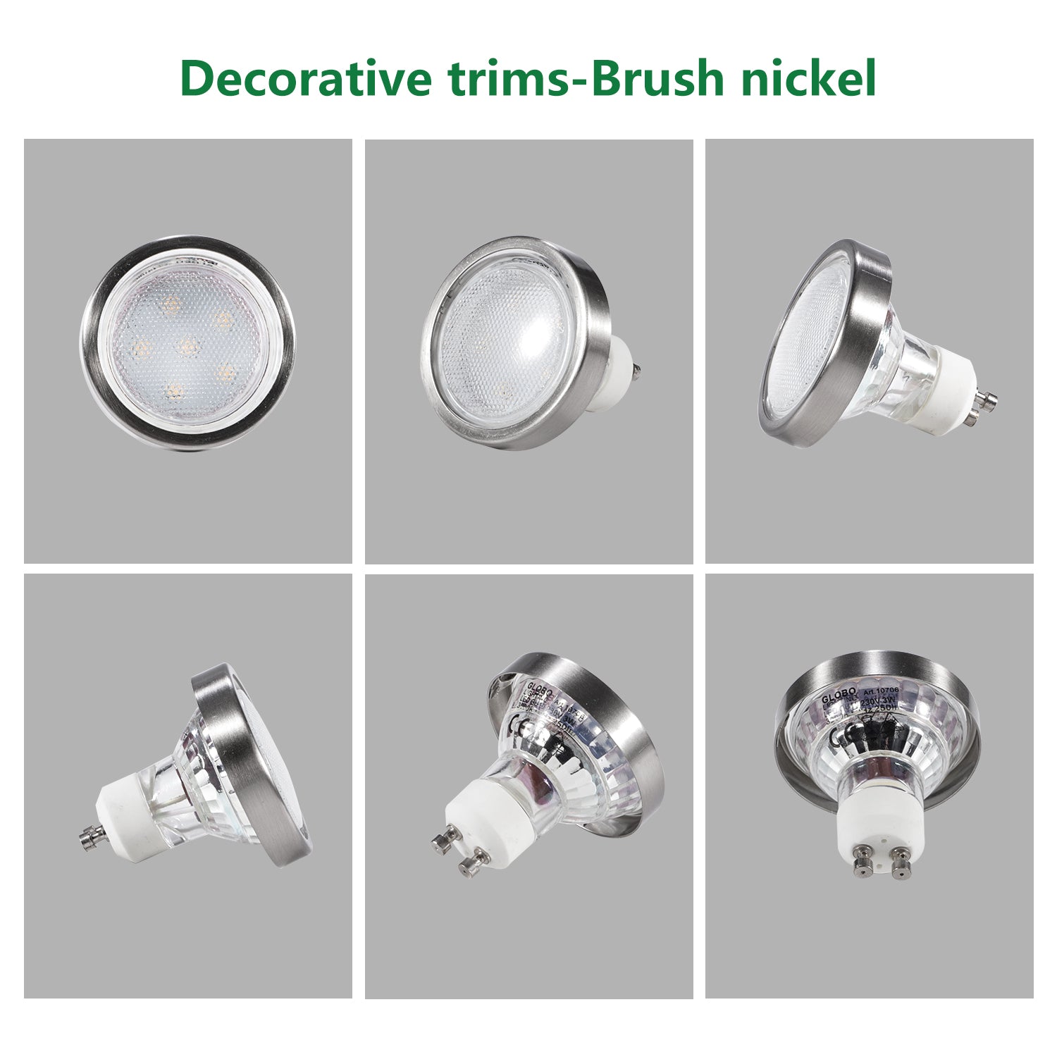 6 Pack GU10/MR16 Bulb Decorative Trim Rings, Heat Insulation Anti-Scald Protective Rings for Track Lighting, V1171-CP-300000390X6
